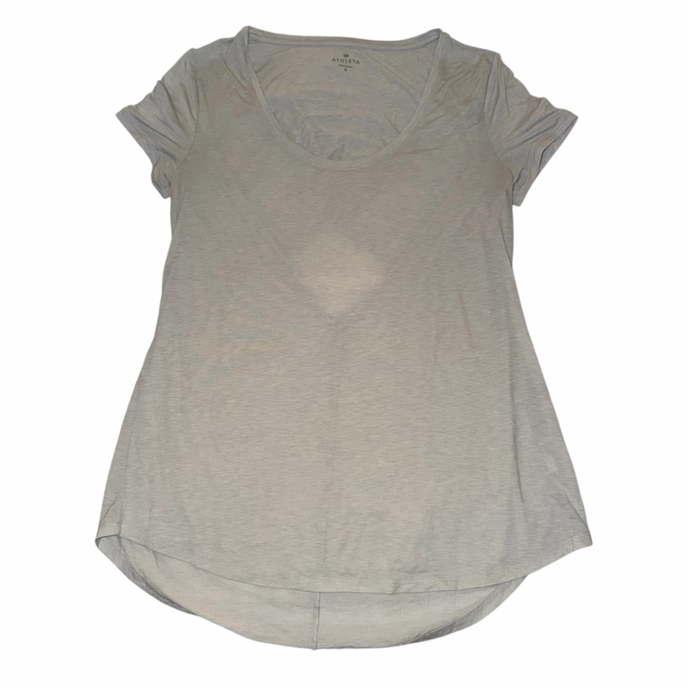 Athleta Scoop Neck Short Sleeve Top in Light Gray Heather